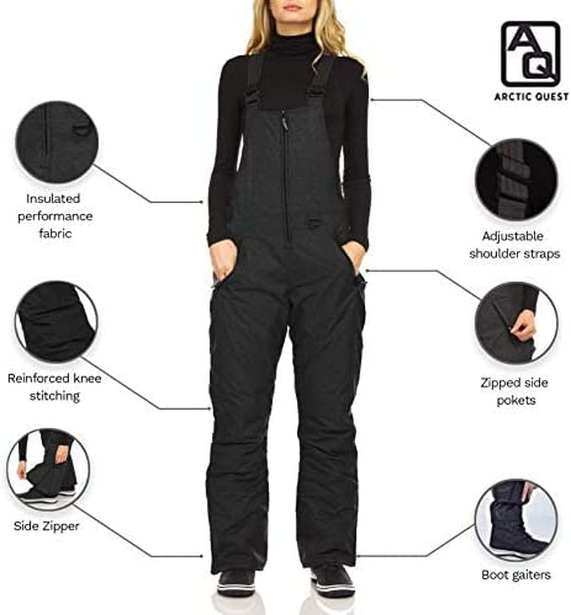 Womens Ski Snow Bibs Pants Insulated Water Resistant Overalls Snowboarding Winter Waterproof Pants Women