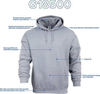 Unisex Adult Fleece Hoodie Sweatshirt, Style G18500, Multipack