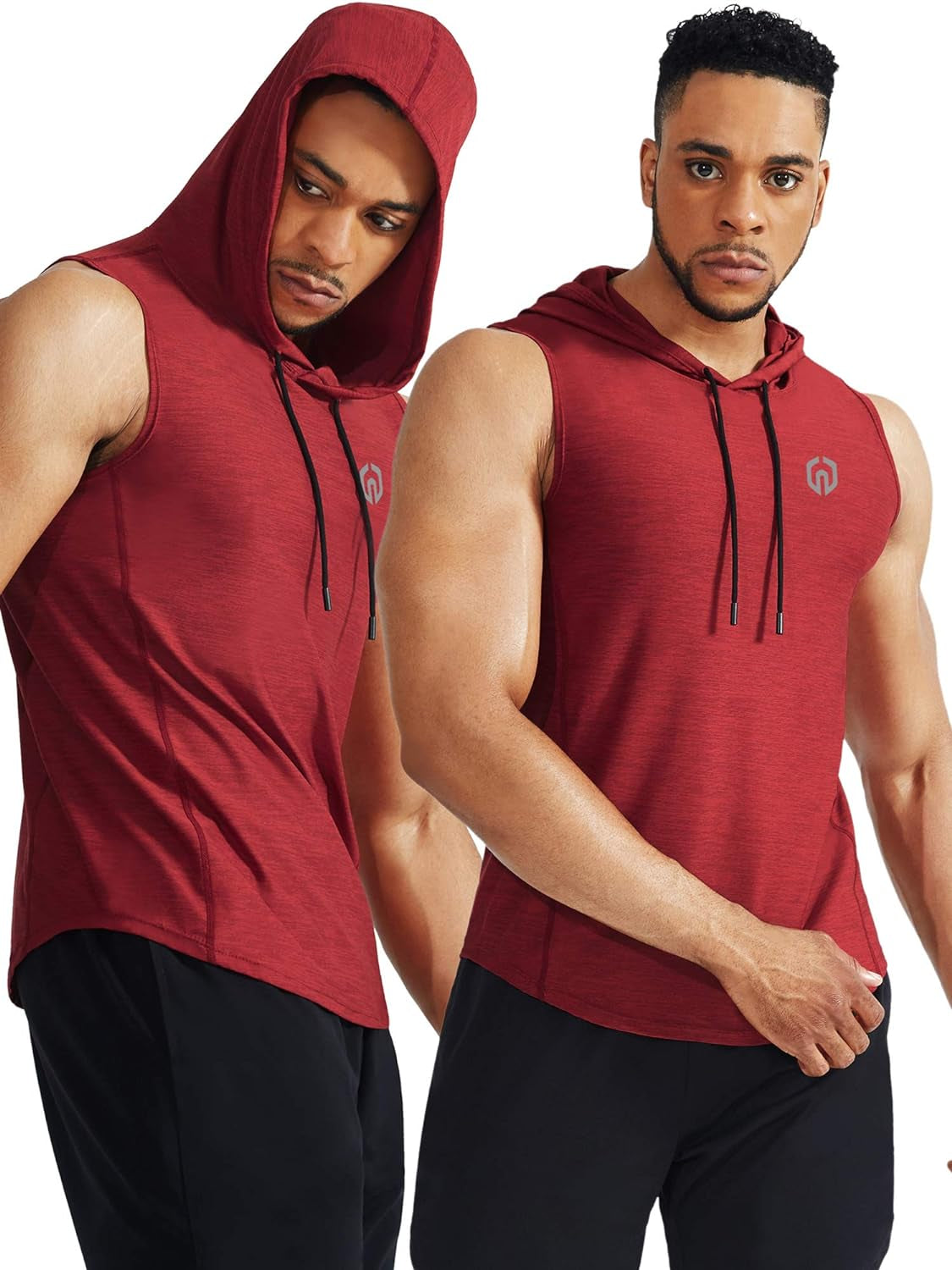 Men'S 3 Pack Running Tank Tops Muscle Workout Athletic Shirts with Hoods,5067,Red/Light Green/Light Grey,Us 2XL,EU 3XL