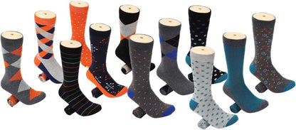 Marino Men'S Dress Socks - Colorful Funky Socks for Men - Cotton Fashion Patterned Socks - 12 Pack