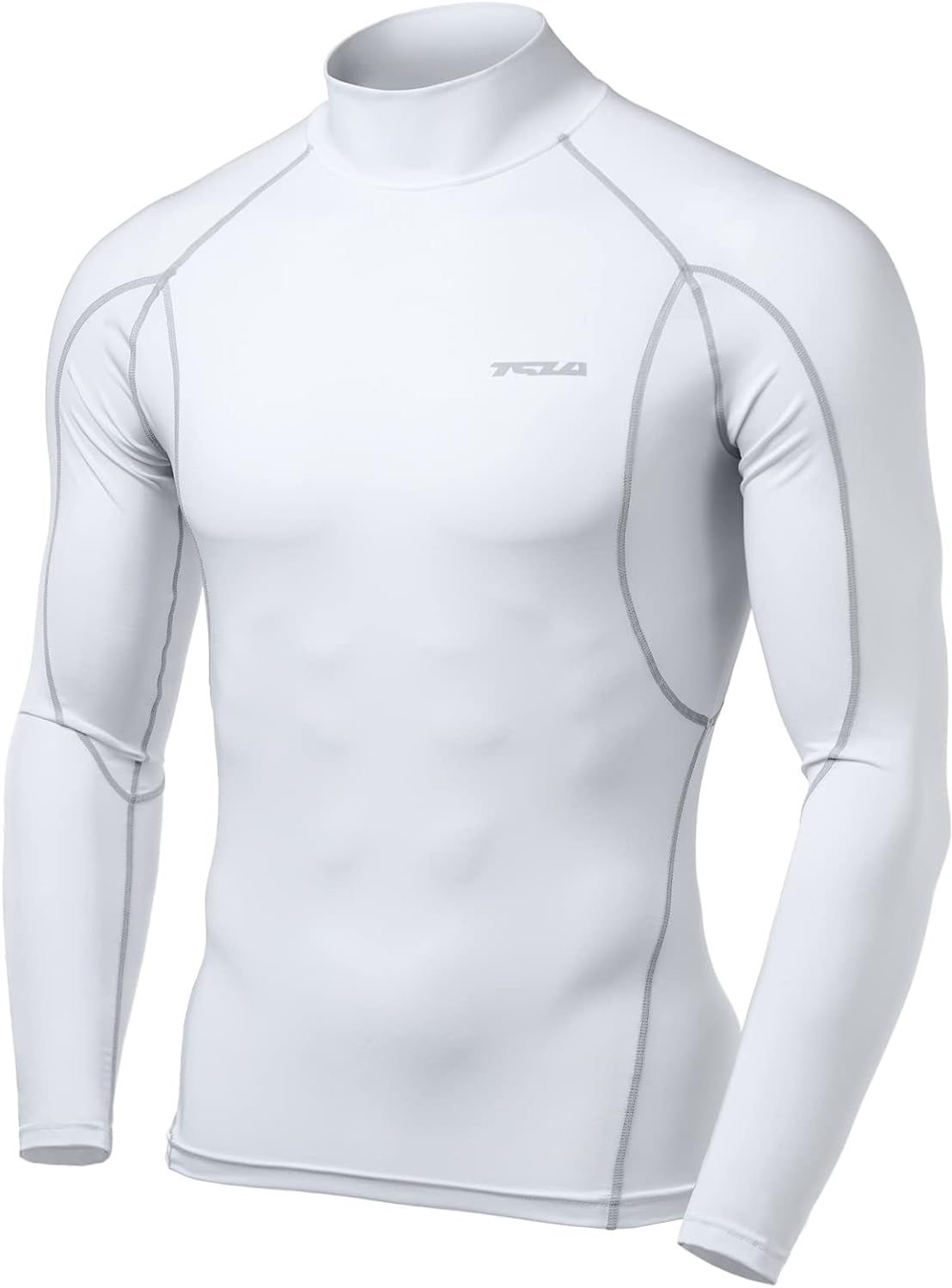 Men'S UPF 50+ Mock Long Sleeve Compression Shirts, Athletic Workout Shirt, Base Layer for Water Sports