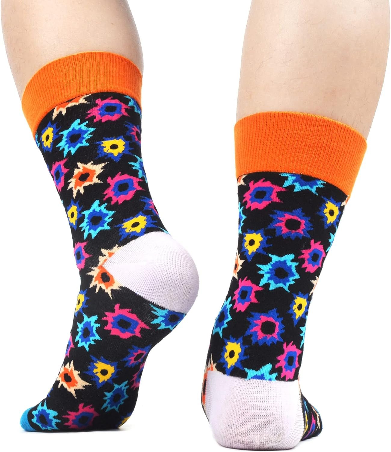 Mens Colorful Bright Dress Funky Novelty Patterned Design Socks 8 Pairs