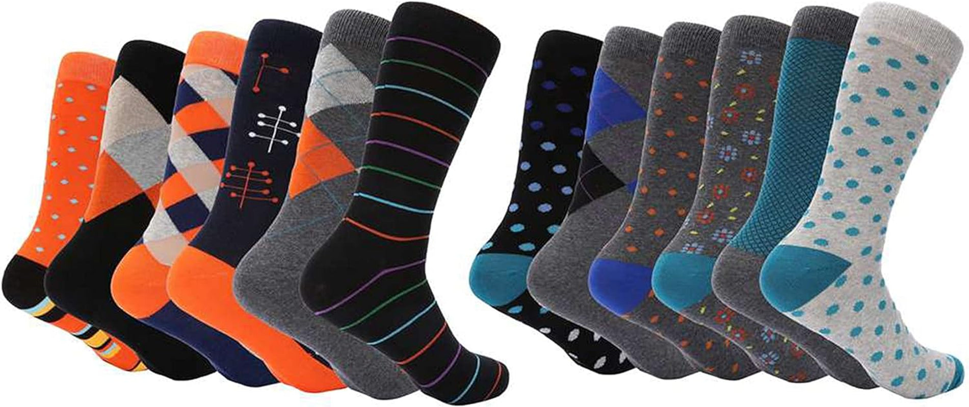 Marino Men'S Dress Socks - Colorful Funky Socks for Men - Cotton Fashion Patterned Socks - 12 Pack