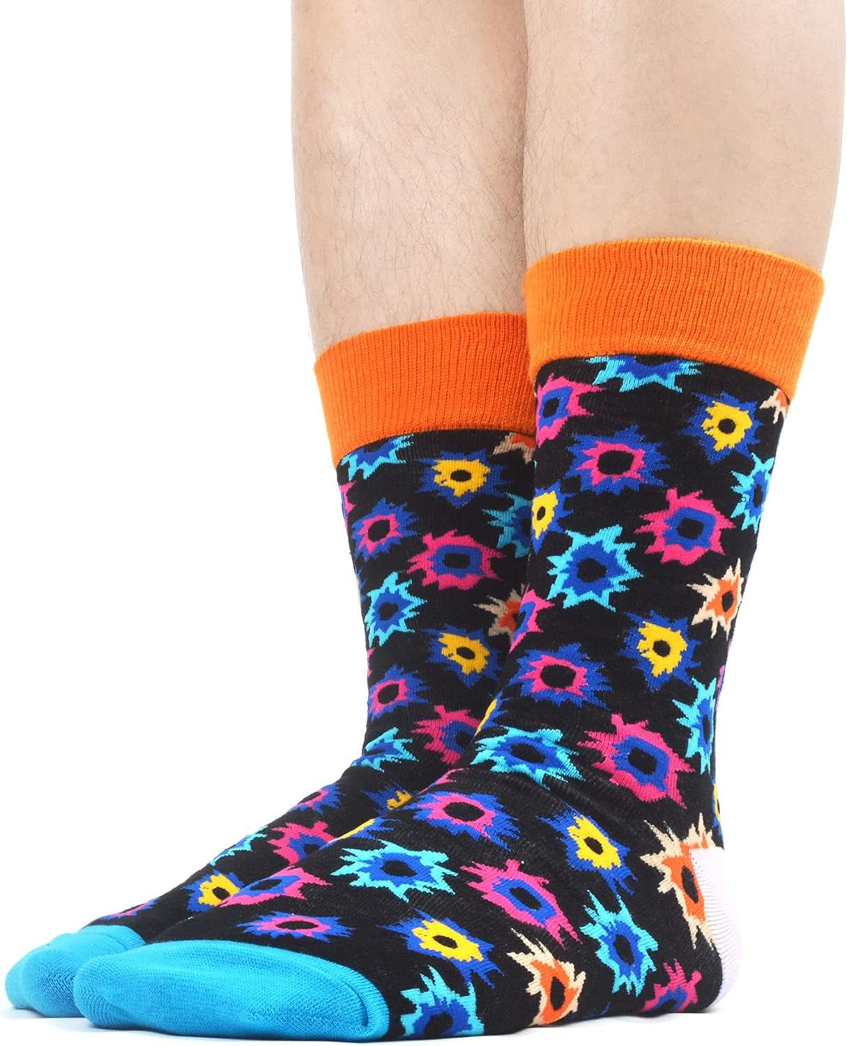 Mens Colorful Bright Dress Funky Novelty Patterned Design Socks 8 Pairs