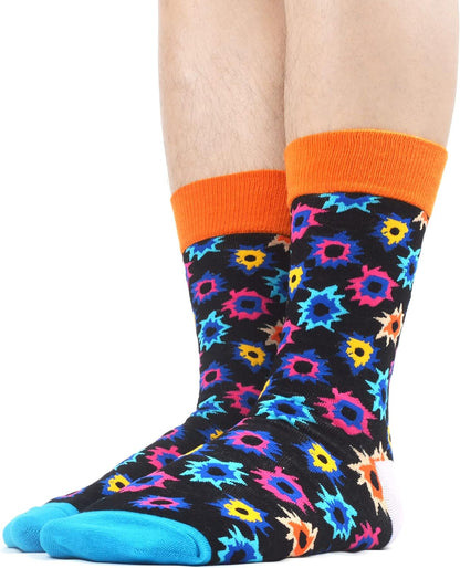 Mens Colorful Bright Dress Funky Novelty Patterned Design Socks 8 Pairs