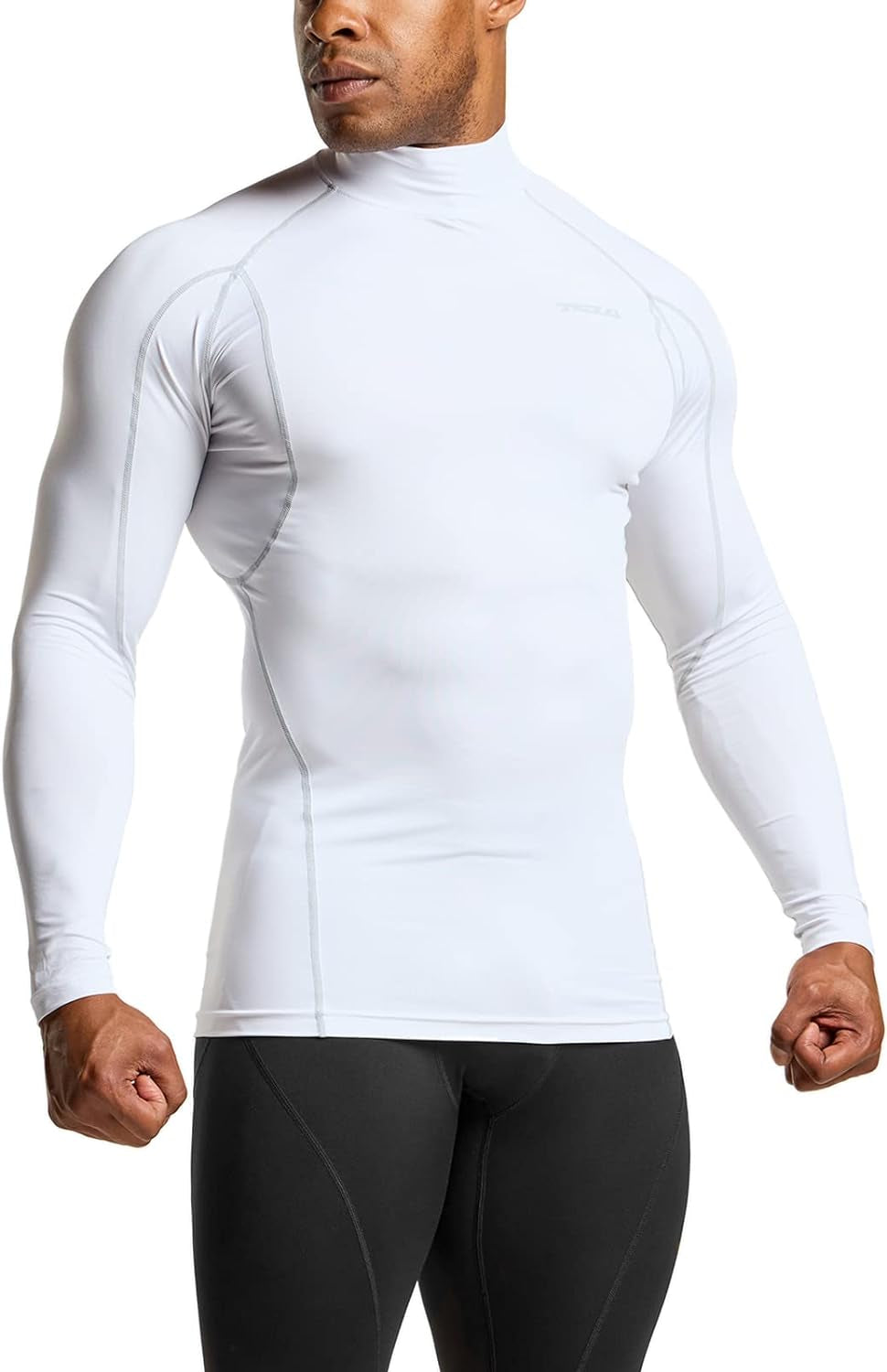 Men'S UPF 50+ Mock Long Sleeve Compression Shirts, Athletic Workout Shirt, Base Layer for Water Sports