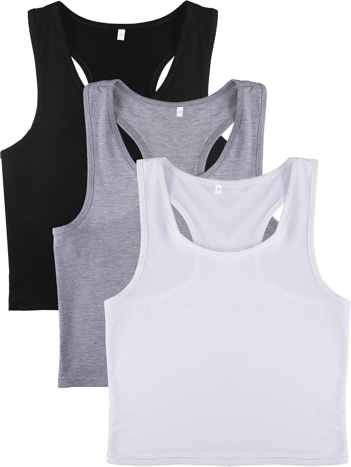 3 Pieces Crop Tops for Women, Workout Tops Basic Cropped Tank Tops Sleeveless Racerback Sports Gym Crop Tank for Teen Girls