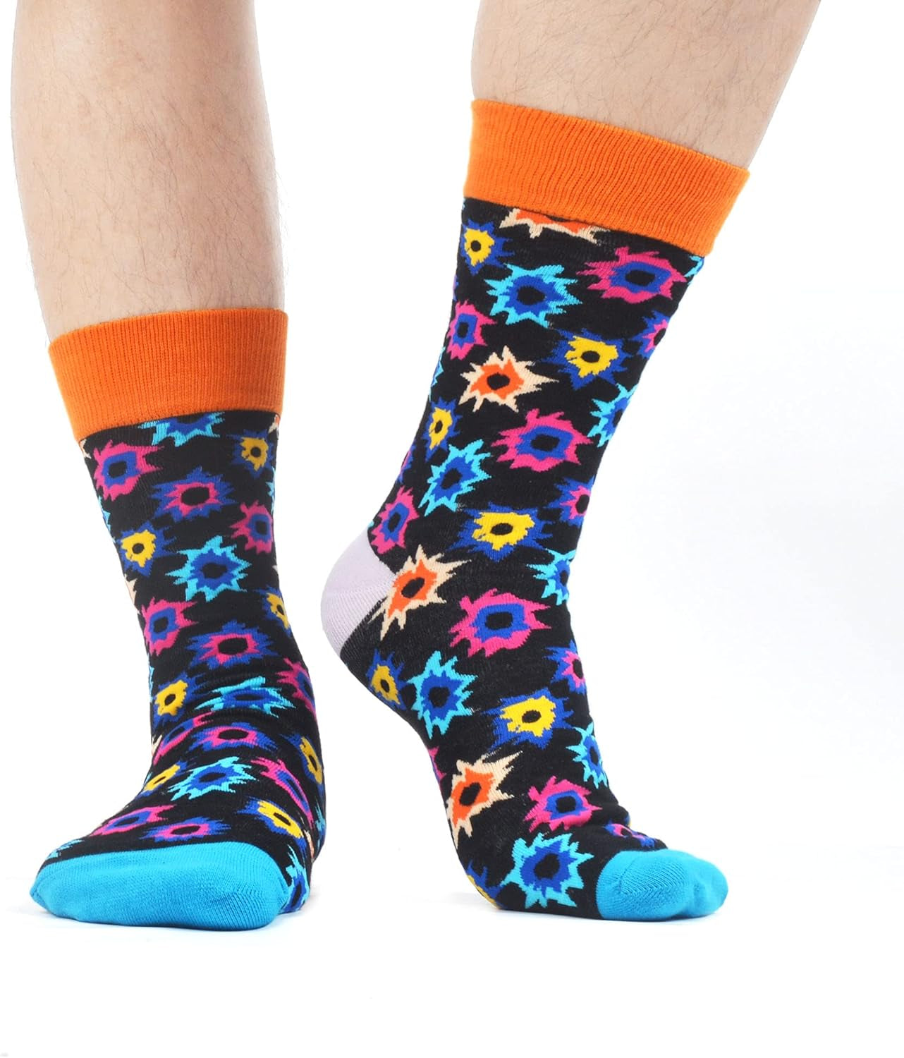 Mens Colorful Bright Dress Funky Novelty Patterned Design Socks 8 Pairs